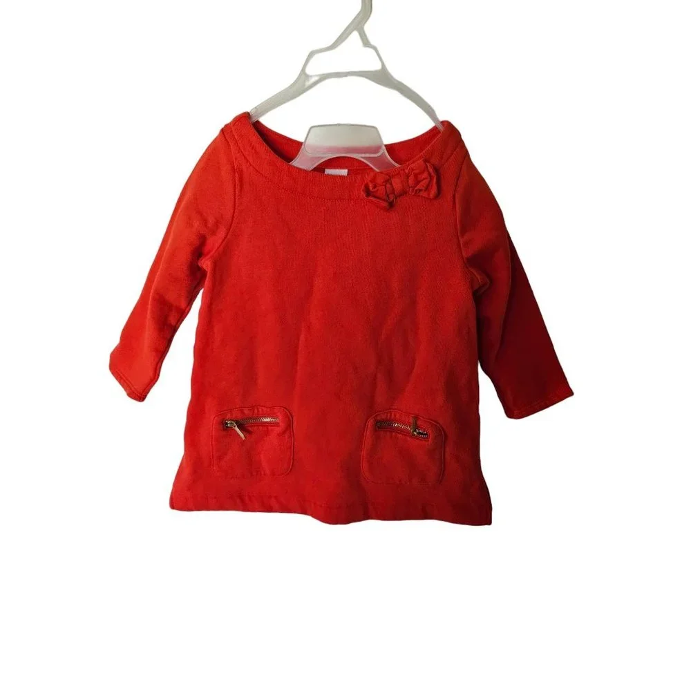 Gymboree Fleece Sweatshirt Tunic‎ Top Orange size 8 Years Pockets